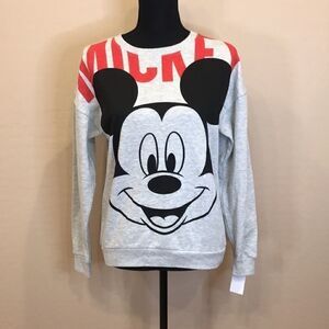 Disney Mickey Mouse Heather Gray Crew Neck Sweater sz XS